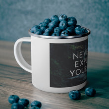 Load image into Gallery viewer, Never stop exploring your world - Enamel Campfire Mug