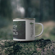 Load image into Gallery viewer, Never stop exploring your world - Enamel Campfire Mug